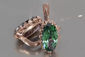 Винтажные серьги из розового золота 14 карат 585 пробы vec174 с александритом, рубином, изумрудом, сапфиром...