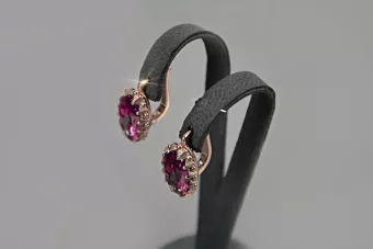 Vintage rose pink 14k 585 gold earrings vec174 alexandrite ruby emerald sapphire ...