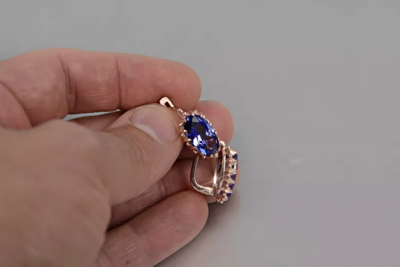 Βίντεζ σκουλαρίκια από 14k 585 ροζ χρυσό vec174 αλεξανδρίτη ρουμπίνι σμαράγδι σαφείρι ...