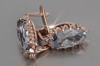 Cercei din aur 585, roz trandafir vintage, vec174, alexandrit, rubin, smarald, safir...