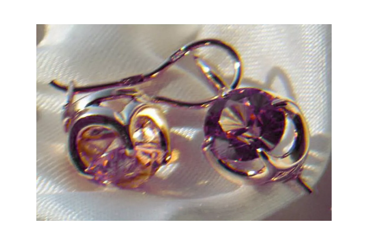 Vintage rose pink 14k 585 gold earrings vec176 alexandrite ruby emerald sapphire ...