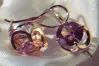 Russian Soviet rose pink 14k 585 gold earrings vec176 alexandrite ruby emerald sapphire ...