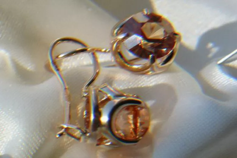 Boucles d’oreilles en or rose soviétique russe 14k 585 vec176 alexandrite rubis émeraude saphir ...