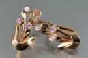 Vintage rose pink 14k 585 gold earrings vec180 alexandrite ruby emerald sapphire ...
