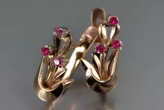 Vintage rose pink 14k 585 gold earrings vec180 alexandrite ruby emerald sapphire ...
