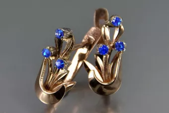 Vintage rose pink 14k 585 gold earrings vec180 alexandrite ruby emerald sapphire ...