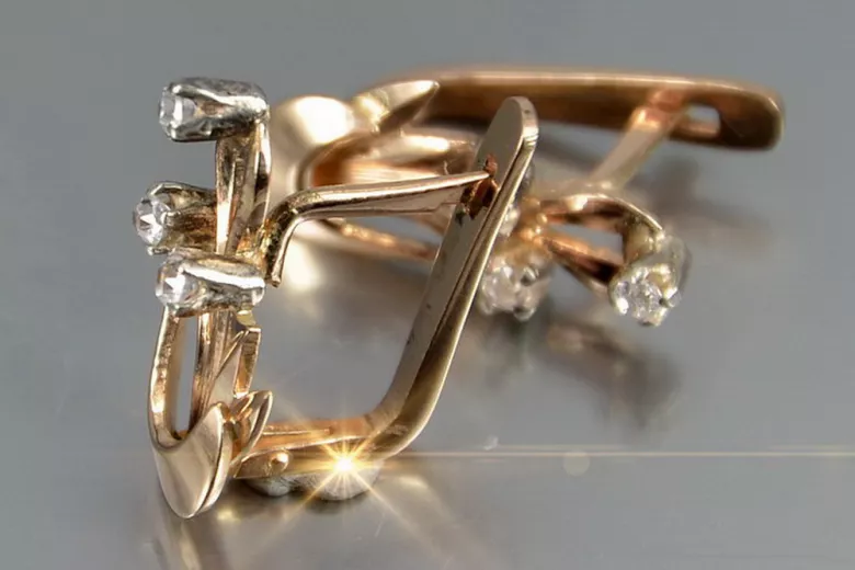 Βίντεζ σκουλαρίκια από 14k 585 ροζ χρυσό vec180 αλεξανδρίτη ρουμπίνι σμαράγδι ζαφείρι ...