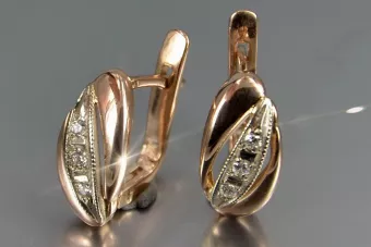 Vintage rose pink 14k 585 gold earrings vec181 alexandrite ruby emerald sapphire ...