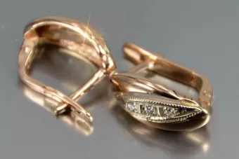 Vintage rose pink 14k 585 gold earrings vec181 alexandrite ruby emerald sapphire ...