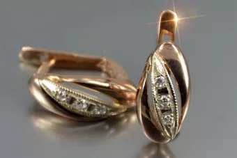 Vintage rose pink 14k 585 gold earrings vec181 alexandrite ruby emerald sapphire ...