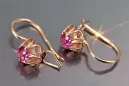 Vintage rose pink 14k 585 gold earrings vec182 alexandrite ruby emerald sapphire ...