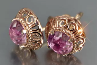 Βίντεζ σκουλαρίκια από 14k 585 ροζ χρυσό vec183 αλεξανδρίτη ρουμπίνι σμαράγδι σαφείρι ...