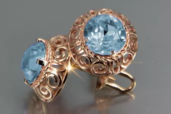 Vintage rose pink 14k 585 gold earrings vec183 alexandrite ruby emerald sapphire ...
