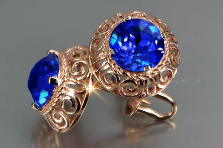 Russische Sowjetische Rose Pink 14k 585 Gold Ohrringe vec183 Alexandrit Rubin Smaragd Saphir ...