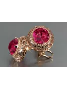 Vintage rose pink 14k 585 gold earrings vec183 alexandrite ruby emerald sapphire ...