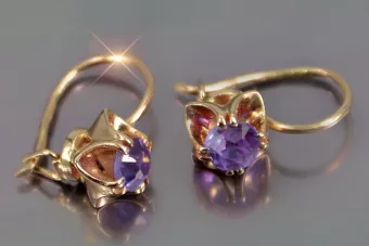 Russische Sowjetische Rose Pink 14k 585 Gold Ohrringe vec184 Alexandrit Rubin Smaragd Saphir ...
