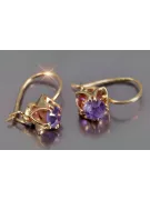 Vintage rose pink 14k 585 gold earrings vec184 alexandrite ruby emerald sapphire ...