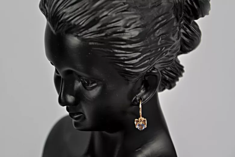 Russische Sowjetische Rose Pink 14k 585 Gold Ohrringe vec184 Alexandrit Rubin Smaragd Saphir ...