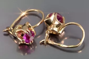 Vintage auskariai iš 14k 585 rožinio aukso vec184 aleksandritas rubinas emeraldas safiras ...