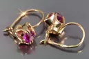 Vintage rose pink 14k 585 gold earrings vec184 alexandrite ruby emerald sapphire ...