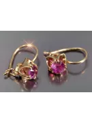 Vintage rose pink 14k 585 gold earrings vec184 alexandrite ruby emerald sapphire ...