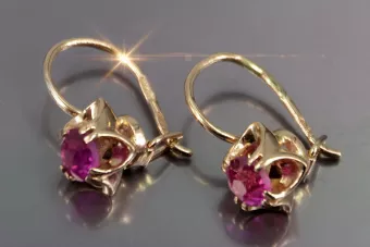 Vintage rose pink 14k 585 gold earrings vec184 alexandrite ruby emerald sapphire ...
