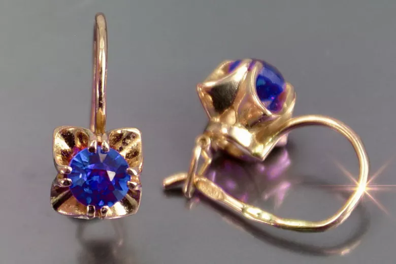 Ruso soviético rosa rosa 14k 585 pendientes de oro vec184 alejandrita rubí esmeralda zafiro ...
