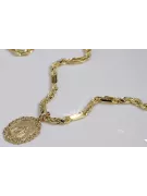 Medallón y cadena de la Madre de Dios de oro amarillo Corda Figaro
