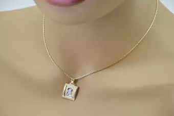 ميدالية ذهبية من الله مع سلسلة 14k 585 خط pm001yw&cc080y