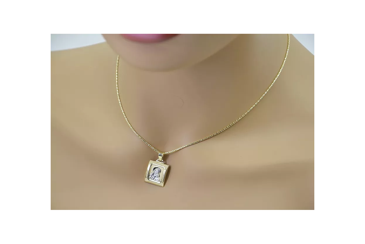 ميدالية ذهبية من الله مع سلسلة 14k 585 خط pm001yw&cc080y