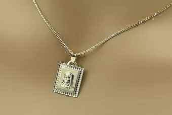 Богородиця 14к золотий медальйон & ланцюг pm002y&cc080y