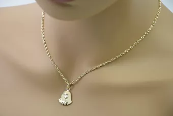 14k 585 Złoty medalik Bozia z łańcuszkiem kręconym pm004y16&cc074y50