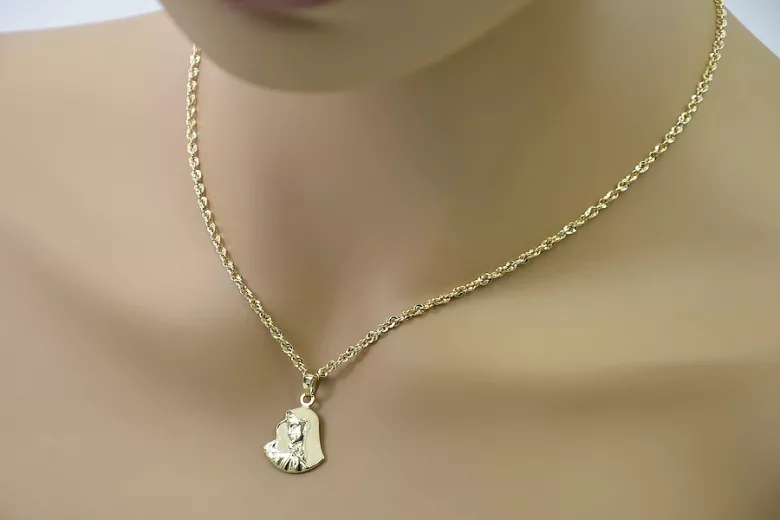 Mother of God medallion & diamond cut 14k gold chain pm004y16&cc074y50