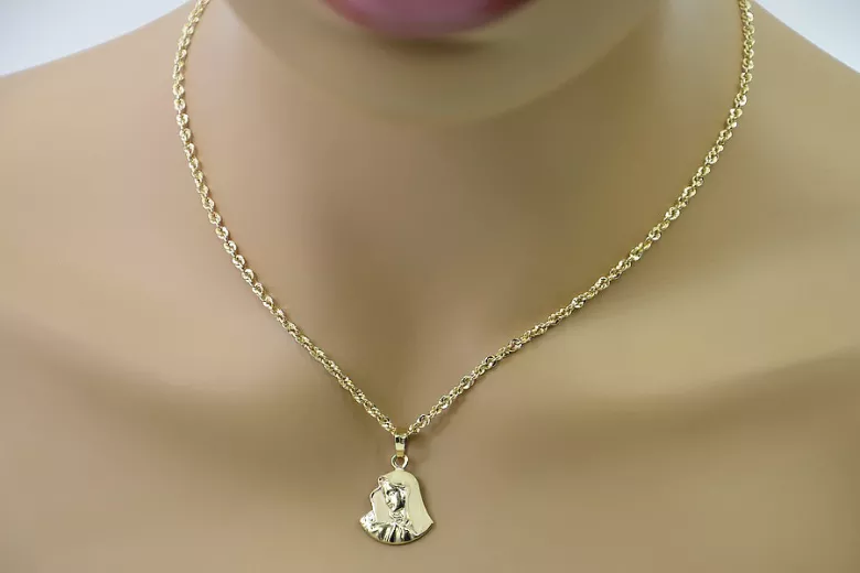 Mother of God medallion & diamond cut 14k gold chain pm004y16&cc074y50