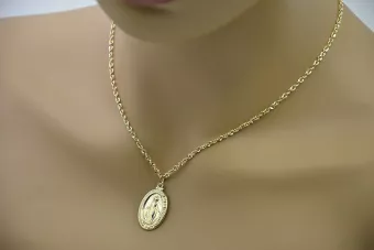 Mother of God medallion & Snake 14k gold chain pm006y&cc074y