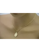 Medallón de la Madre de Dios y Serpiente 14k cadena de oro pm006y&cc074y