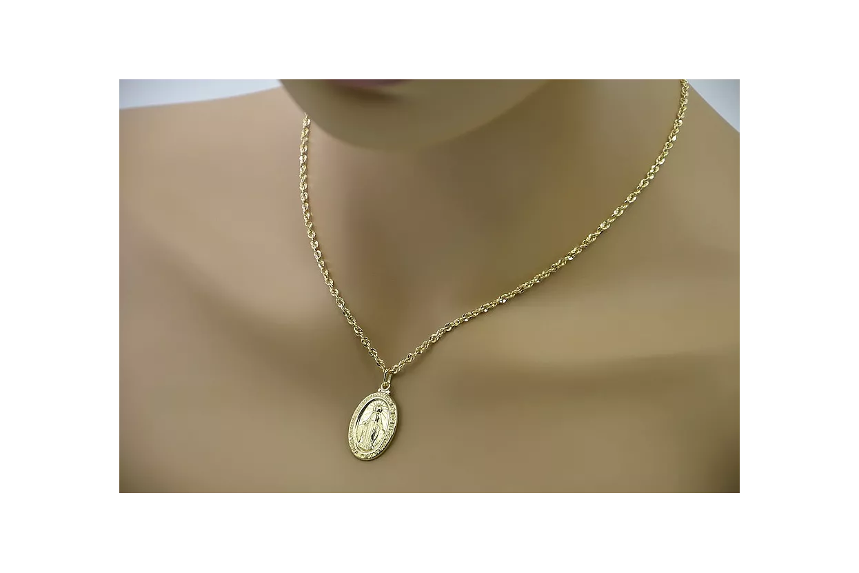 ميدالية ذهبية من الله مع سلسلة 14k 585 خط pm006y&cc074y