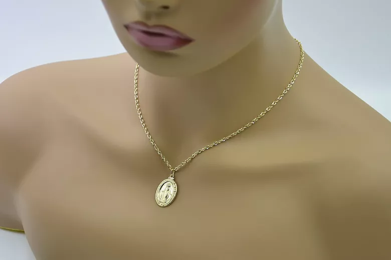 ميدالية ذهبية من الله مع سلسلة 14k 585 خط pm006y&cc074y