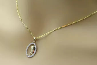 Medaillon der Muttergottes aus 14 Karat Gold und Ankerkette pm011y&cc003y