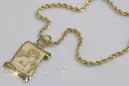 Итальянский желтый 14k золото Ангел медальон и веревочная цепь pm016ycc019y