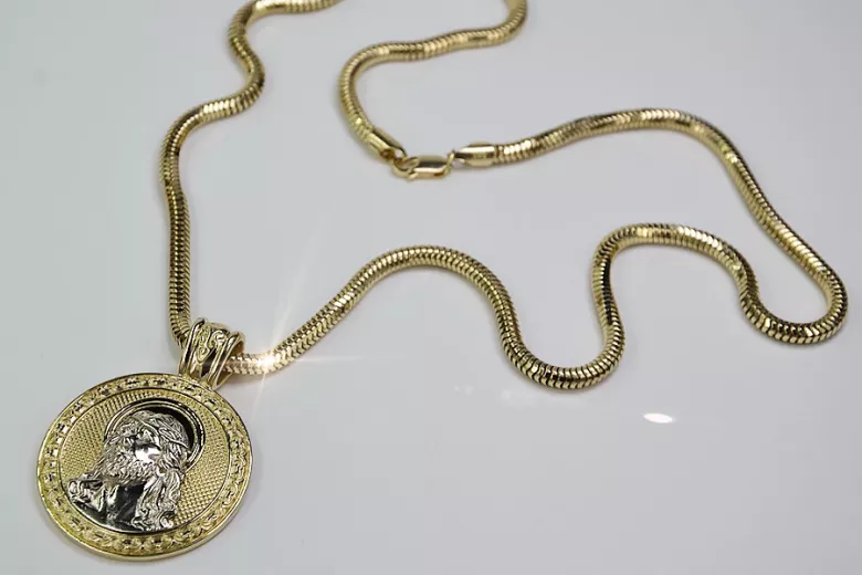 Pendentif de 14k d'or Jésus & Rope chaîne cc020y