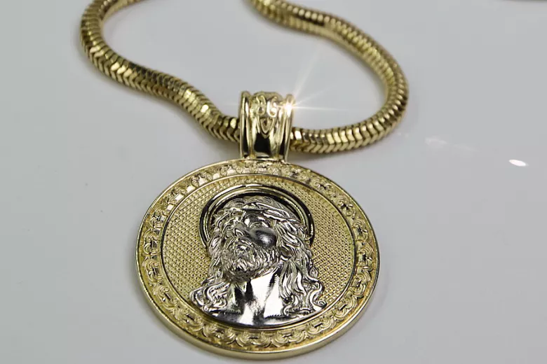 Pendentif de 14k d'or Jésus & Rope chaîne cc020y