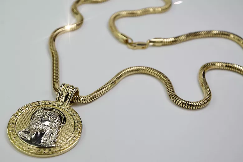 Aur (argint) pandantiv Isus & lanț de frânghie (greutăți diferite)