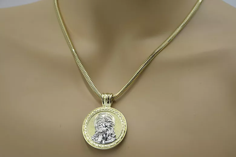 Colgante de oro de 14k Jesús & cuerda cadena cc020y