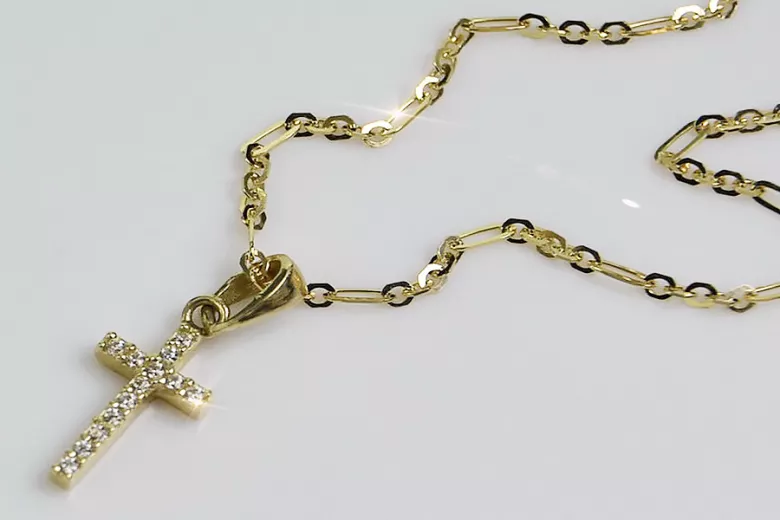 Catholic Cross & Anchor 14 Karat Goldkette ctc012y&cc084y