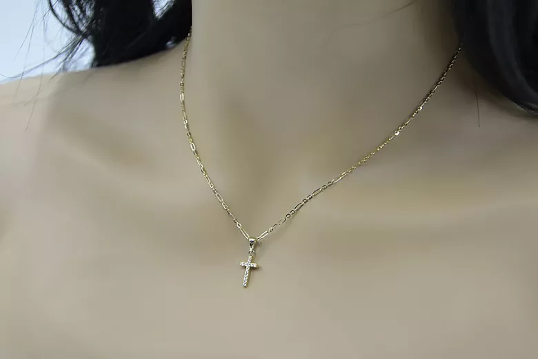 Католицький хрест & якір 14k золотий ланцюжок ctc012y&cc084y