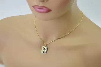 Goldene Kreuzstange Anhänger Medaillon & Kette pm009y&cc078y