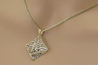 Italian 14k Gold modern pendant & Snake chain cpn004yw&cc078y