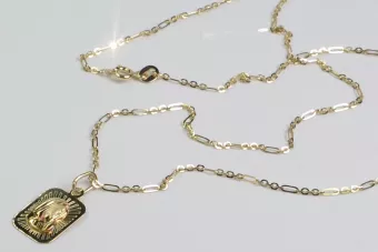 Pandantiv medalion de aur Mary icon cu lanț ★ zlotychlopak.pl ★ aur 585 333 preț scăzut