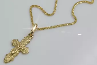 Złoty krzyż prawosławny z łańcuszkiem ★ złotychlopak.pl ★ Próbka złota 585 333 Niska cena